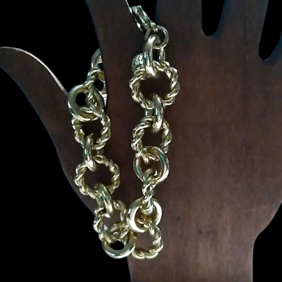 J.Crew Gold-Tone Chain Link Bracelet 8 inch Statement Jewelry Designer - Picture 9 of 13